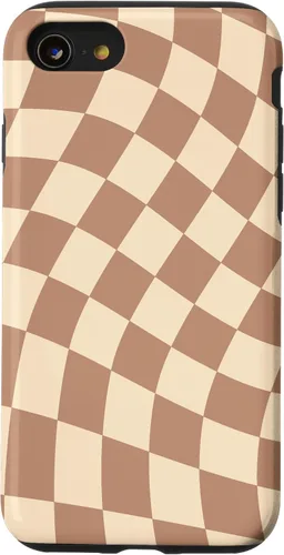Vista 18 de iPhone 16 Brown Checkered Wavy Checkerboard Pattern Phone Case