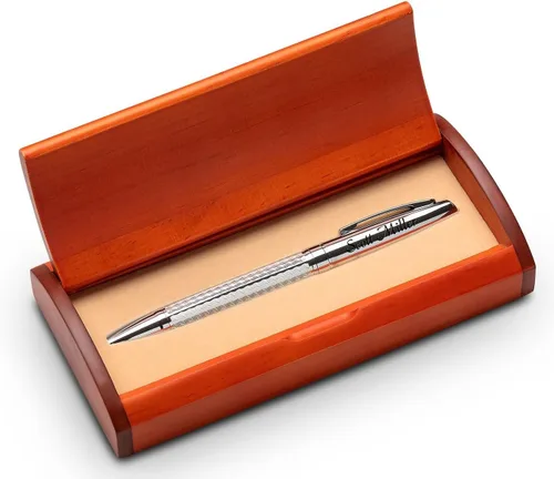 Vista 3 de Executive Gift Shoppe Bolígrafo personalizado con corte de diamante con caja de madera para médicos con grabado personalizado