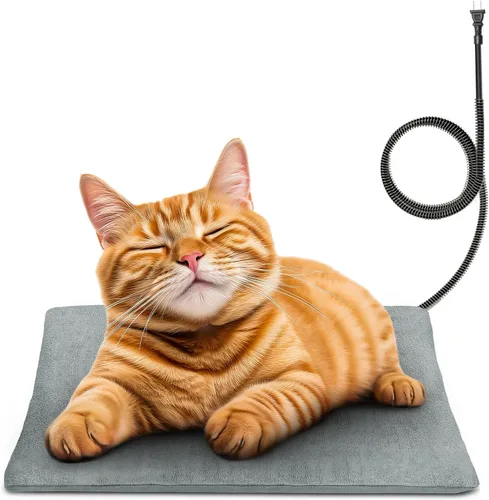 Vista 9 de Almohadilla térmica para mascotas al aire libre para gatos y perros, tapete calefactable para gato y perro con temperatura automática, almohadilla
