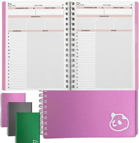 Vista 12 de Panda Planner Agenda diaria sin fecha 2026, 5.75 x 8.25 pulgadas, gris 90-Day Spiral Academic, Productivity Planner, Hourly Schedule, To-Do List