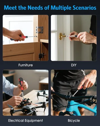 Vista 8 de AMIR Destornillador eléctrico inalámbrico, juegos de destornilladores eléctricos recargables, kit de herramientas de reparación automática portátil