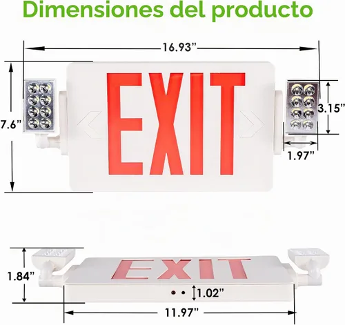 Vista 9 de Gruenlich Señal de salida con luz de emergencia, batería de respaldo, 1
