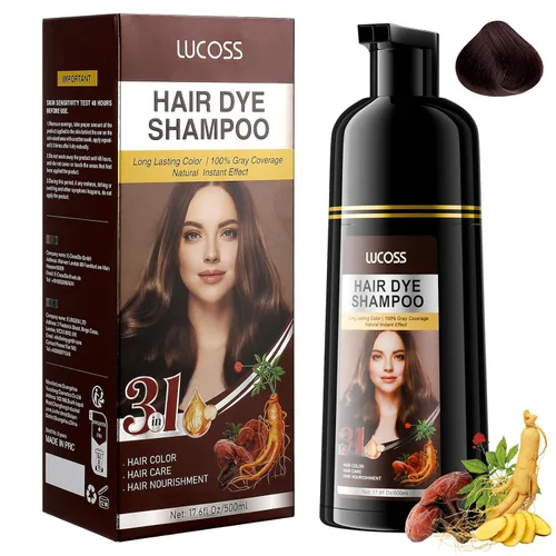 Vista 8 de Champú de tinte para cabello negro para cabello gris para mujeres, champú de color para el cabello para cobertura de canas, ingredientes herbales