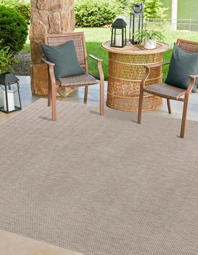 Vista 129 de Unique Loom Collection - Alfombra casual de transición sólida jaspeada para interiores y exteriores