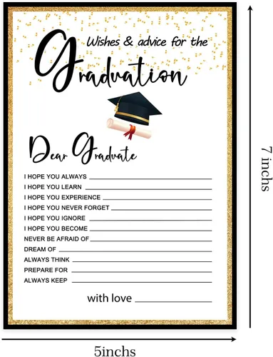 Vista 2 de UBLURO Wishes & Advice for The Graduate Game Card, divertidos juegos de fiesta de graduación, fiesta de graduación, suministros de decoración