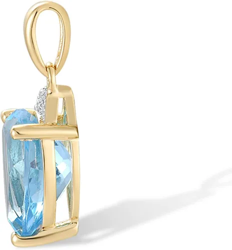Vista 2 de Santuzza Colgante de oro macizo blanco de 10 quilates, con forma de pera, topacio azul suizo, con diamantes auténticos, sin cadena, para mujer, Gema