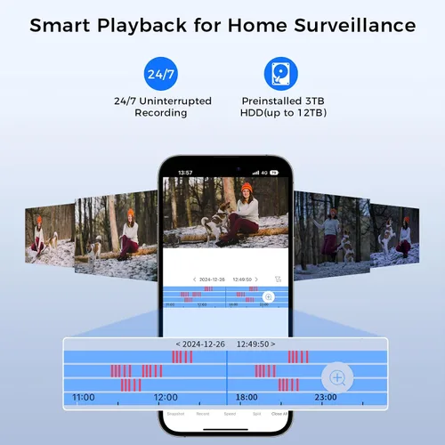 Vista 7 de [Inclinación panorámica de 330° 90° + seguimiento humano] Sistema de cámara de seguridad Hiseeu 4K PoE, sistema de cámara de seguridad NVR con 8