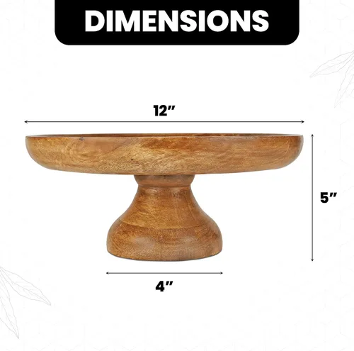 Vista 2 de Mela Artisans - Soporte para pasteles de madera de mango de 12 pulgadas de alto con pedestal de madera, elevador de acabado clásico diseñado