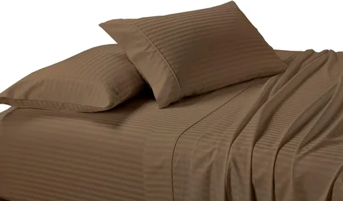 Vista 16 de sheetsnthings Juego de 2 fundas de almohada estándar de 300 hilos beige a rayas, tamaño Queen