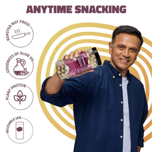 Vista 4 de Farmley Makhana Snacks saludables de proteínas Chips crujientes tostados y saborizados a base de plantas sin gluten (paquete de 1) Fox Nuts