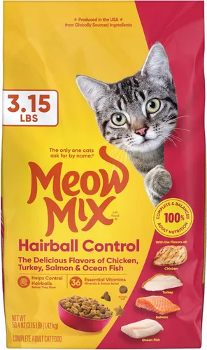 Vista 7 de Meow Mix Control de Bolas de Pelo Alimento Seco para Gatos, Bolsa de 3.15 Libras (Paquete de 4)