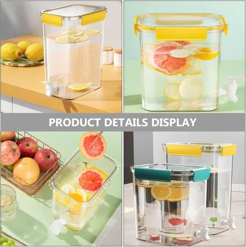 Vista 8 de Homoyoyo Dispensador de bebidas con espita para nevera, dispensador de bebidas de plástico, jarra de agua fría, contenedor de detergente para jugo