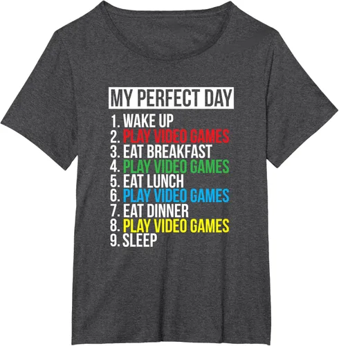 Vista 25 de My Perfect Day" - Camiseta negra de ajuste clásico, cuello redondo, manga corta, poliéster y algodón, Negro