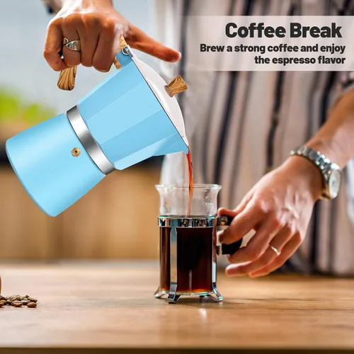 Vista 108 de Cafetera clásica de aluminio para 3 tazas Azul
