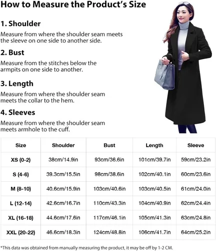 Vista 5 de IDEALSANXUN Abrigos largos de lana para mujer, abrigos de otoño e invierno, chaqueta de lana