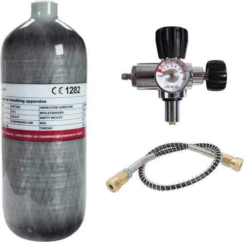Vista 11 de TUXING tanque de buceo de fibra de carbono 4500Psi, 2L/122Cu en, cilindro compuesto 2000CC Carbon Fiber Lightweight & Durable,PCP Airsoft and