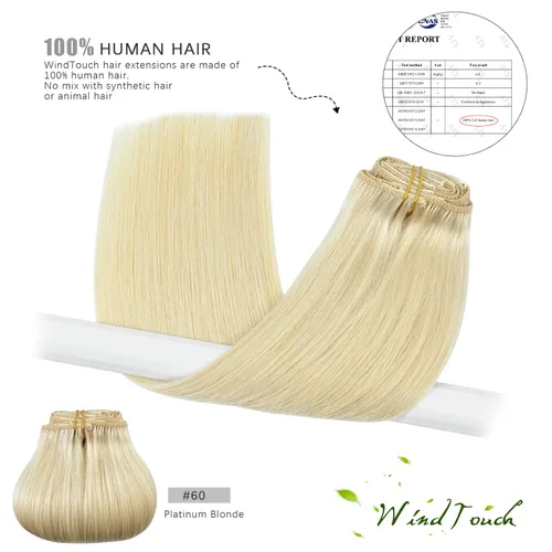 Vista 93 de WindTouch - Extensiones de cabello humano real con clip, color marrón claro a rubio con reflejos #6P613, 22 pulgadas, 4.33 onzas, 7 piezas #6p613