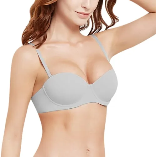 Vista 4 de Guoeappa Brasier push-up sin tirantes para mujer, con aros, acolchado, para bodas.