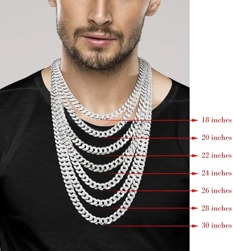 Vista 5 de Miabella Solid 925 Sterling Silver Italian 9mm Solid Diamond-Cut Cuban Link Curb Chain Necklace For Men, Made in Italy