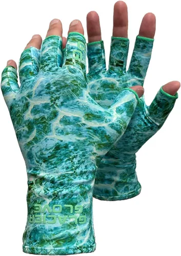 Vista 4 de Glacier Glove Islamorada - Guantes de sol para pesca al aire libre sin dedos Protección solar 50+, duradera, ligera, transpirable, de secado rápido
