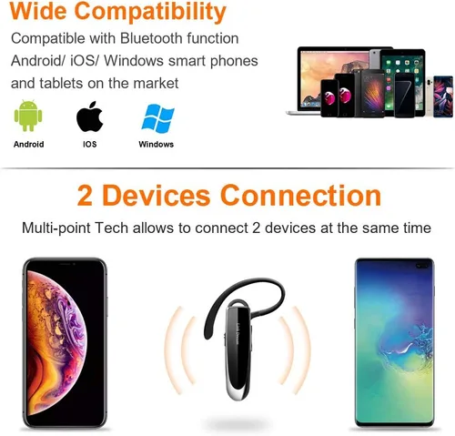 Vista 5 de Link Dream Auricular Bluetooth para teléfono celular, manos libres, auriculares inalámbricos con cancelación de ruido, micrófono 24 horas hablando