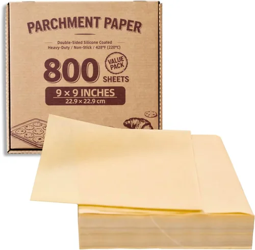 Vista 14 de Cuadrados pequeños de pergamino precortados a granel de 5 x 5, 3200 hojas, sin blanquear, antiadherentes, para envoltorios de dulces, papel de Marrón