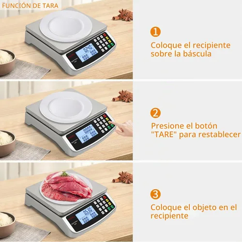 Vista 7 de Báscula de Alimentos 88lb/40kg Báscula Digital Grande de Cocina 0.05oz/1g con Cálculo de Precios Báscula Comercial Acero Inoxidable 304 báscula