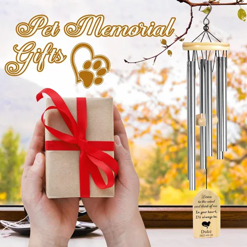 Vista 5 de Jocidea - Campanillas de viento personalizadas para gatos en memoria de gato, regalo por pérdida de gato, regalo de condolencia de mascota, regalo