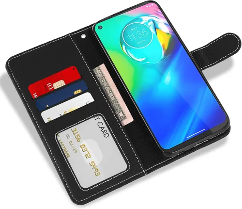 Vista 3 de Asuwish Funda de teléfono para Moto G Power 2020 con protector de pantalla de vidrio templado y funda de cartera, soporte para tarjetas, accesorios