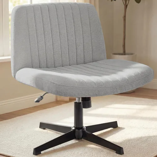 Vista 20 de NEO CHAIR Silla cruzada con ruedas, escritorio de oficina con patas marrón (Brown PU)