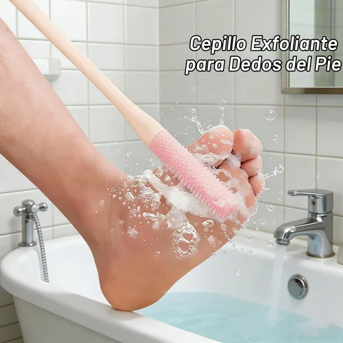 Vista 5 de Cepillo de limpieza de dedos, limpiador de espacio de dedos de silicona de 15.7 pulgadas de largo para personas mayores, cepillo de goma suave Gris