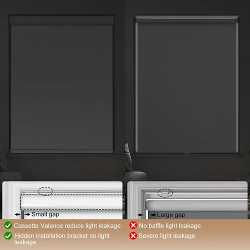 Vista 4 de Persianas enrollables opacas para ventanas, persianas enrollables sin cordones con cenefa de cassette, persianas de ventana de jacquard a rayas