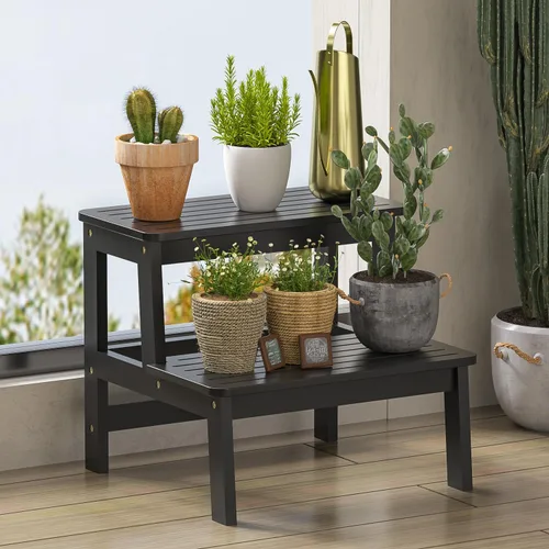 Vista 7 de Domax Taburetes de madera de bambú para niños, taburete para niños pequeños, para lavabo de baño, cama alta, inodoro, cocina, taburete de madera