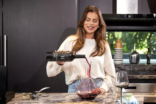 Vista 3 de Hotel Collection - Decantador de vino Decantador pequeño para airear vino hecho de vidrio transparente Enfoca los vapores de aroma y elimina