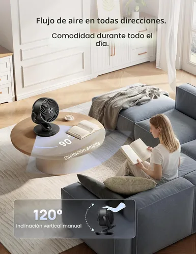 Vista 4 de Dreo Ventilador para dormitorio, ventilador circulador de aire de mesa oscilante de 13 pulgadas para toda la habitación, ajuste de inclinación