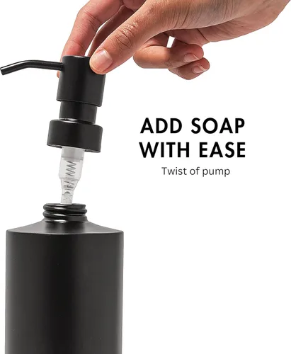 Vista 3 de Dispensador de Jabón Negro de Yew Design de Acero Inoxidable para Fregadero de Baño y Cocina, Bomba Dispensadora Redonda Resistente a la Oxidación