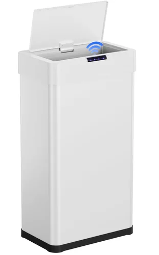 Vista 10 de Arlopu Cubo de basura automático, cubo de basura de acero inoxidable con sensor de movimiento, cubo de basura inteligente sin contacto, con tapa