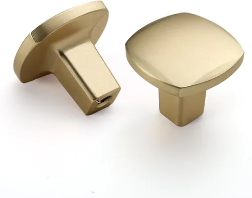 Vista 38 de Juego de 10 pomos de gabinete de 1 pulgada de latón antiguo para cajones de cocina - Manijas vintage retro cuadradas para tocador