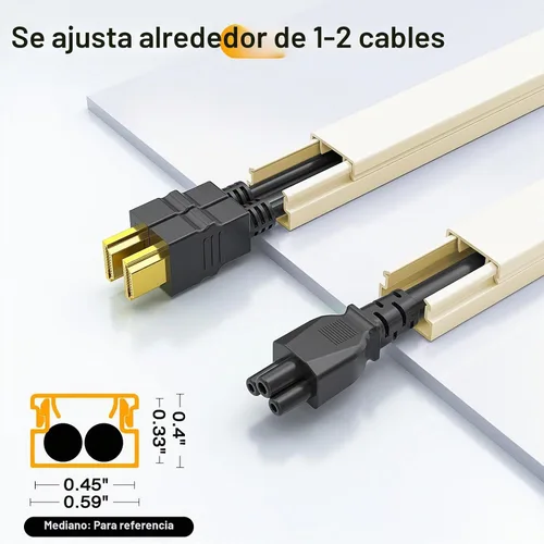 Vista 2 de Delamu Cubiertas de Cable de 157 pulgadas para Cables en la Pared, Ocultador de Cable para 1 Cable, Ocultador de Cable Pintable, Cubiertas de Beige