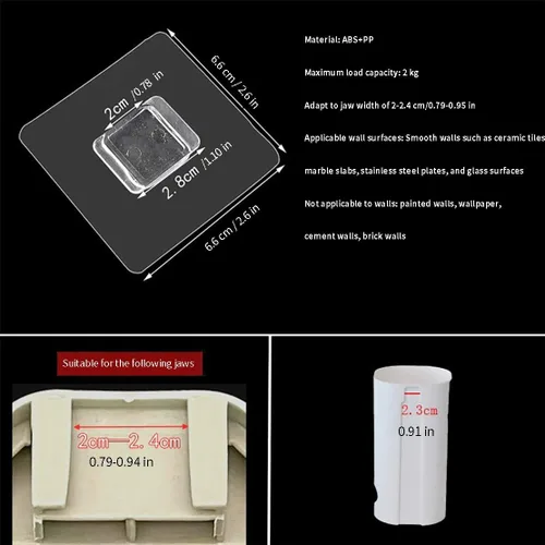 Vista 2 de 6 piezas de 2.8 cm Adhesivo rectangular para estante de ducha, pegatinas de reemplazo transparentes autoadhesivas cuadradas sin perforación para 2.8