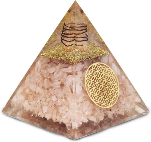 Vista 11 de Pirámide de orgonita de aguamarina, pirámide de cristal curativo, pirámide de piedras preciosas de cristal para meditación, motivación, positividad