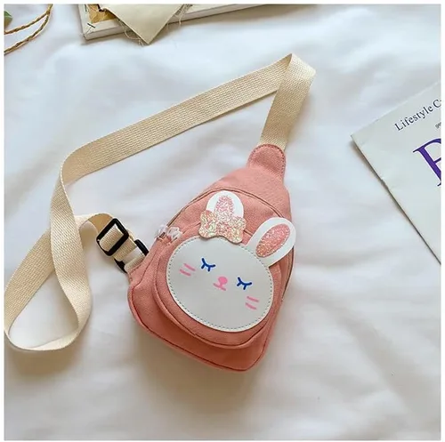 Vista 5 de Sling Bag Bolso de hombro Bolso de pecho, Mochila pequeña Bolsa de eslinga, Bolso Kawaii Mochila Kawaii Mochila Mochila Sling, Conejito rosado