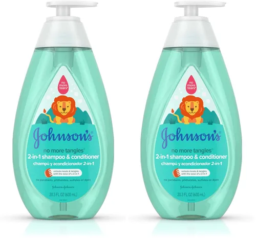 Vista 9 de Johnson's Kids Sin Más Enredos Champú y Acondicionador Desenredante 2 en 1 para Niños y Pequeños, Suave y Sin Más Lágrimas, Hipoalergénico y Libre