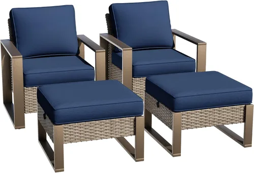 Vista 49 de Sofá de Mimbre Metálico para Patio de 75", Sofá Sillón de Ratán para Exteriores de 3 Asientos para Todo Tipo de Clima con Cojines Premium
