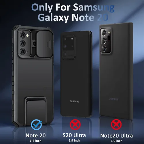 Vista 7 de Note 20 - Funda compatible con Samsung Galaxy Note20 5G de 6.7 pulgadas, funda deslizante para cámara, funda de grado militar a prueba de golpes