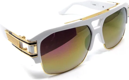 Vista 11 de Gazelle B-Boy - Gafas de sol estilo aviador retro cuadradas de metal y plástico Marco negro y dorado.