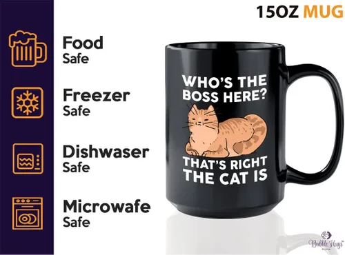 Vista 45 de Taza de café para amantes de los gatos, 11 onzas, color negro, piel de gato Is How I Accessorize, divertido dueño de gatos, gatito, mascota, gato