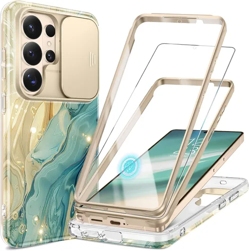 Vista 27 de GVIEWIN para Samsung Galaxy S23 Ultra Funda con cubierta deslizante para cámara, [Protector de pantalla incorporado] [2 Marcos frontales] Funda