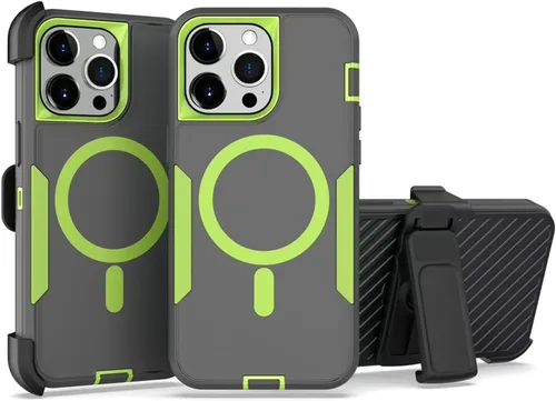 Vista 10 de Funda diseñada para iPhone 16 Pro, magnética, doble protección, resistente y duradera, compatible con MagSafe, clip trasero desmontable, a prueba