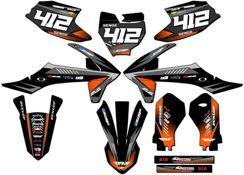 Vista 5 de Kit de base gráfica SX 50 Surge Black Senge 2019-2023 compatible con KTM